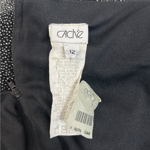 Vintage Cache Maxi Evening Dress Cut Outs Glitter Ombré Black Silver Sz 12 - Picture 7 of 11